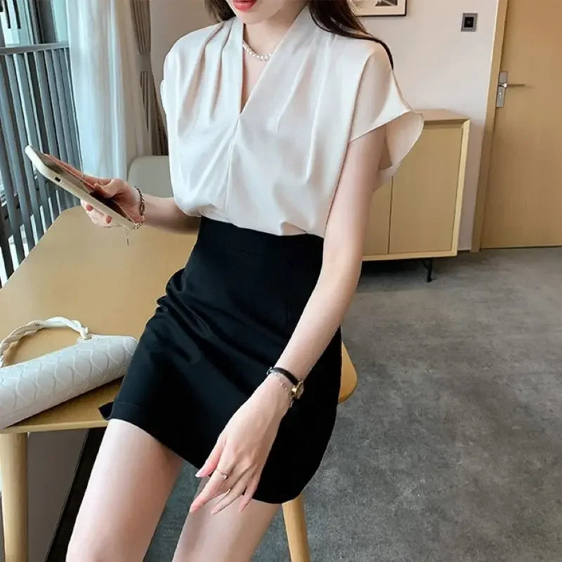 Blusa Social em Chiffon com Manga Curta Fiorenze