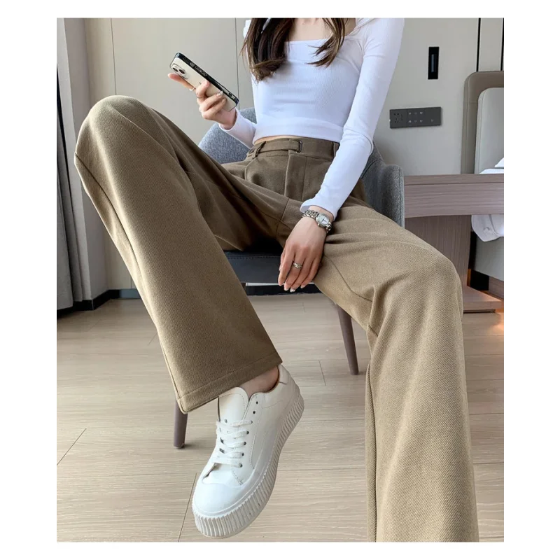 Calça Pantalona de Cintura Alta em Lã para Uso Casual Fiorenze