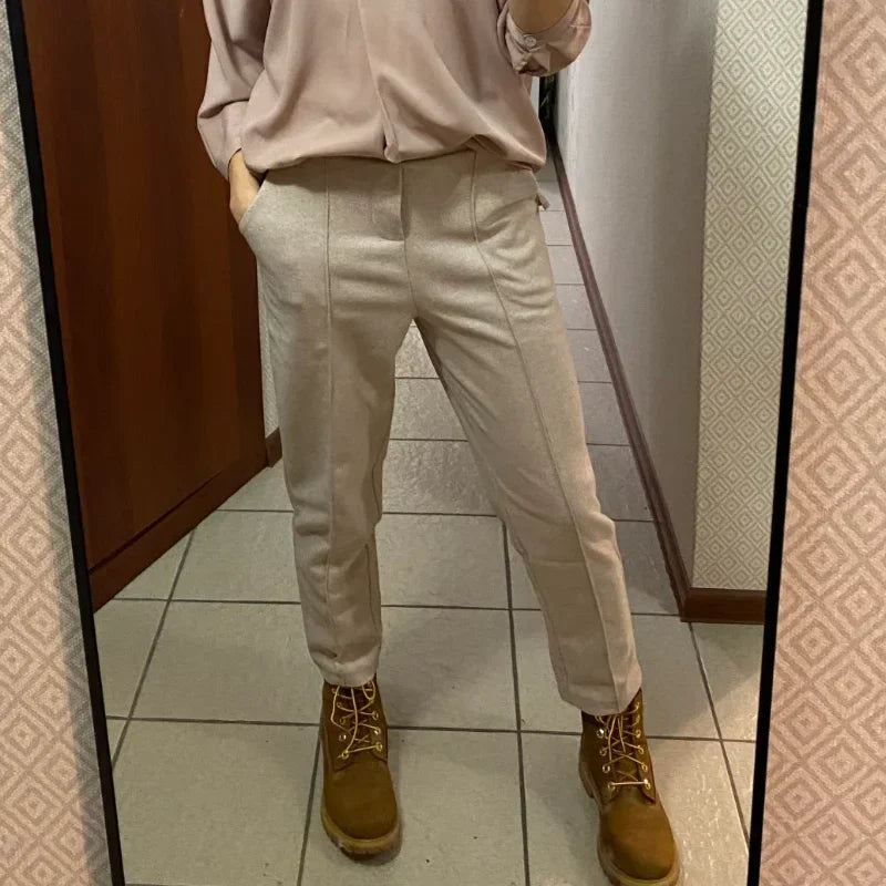 Calça de Alfaiataria Ajustada com Cintura Alta para Escritório Fiorenze