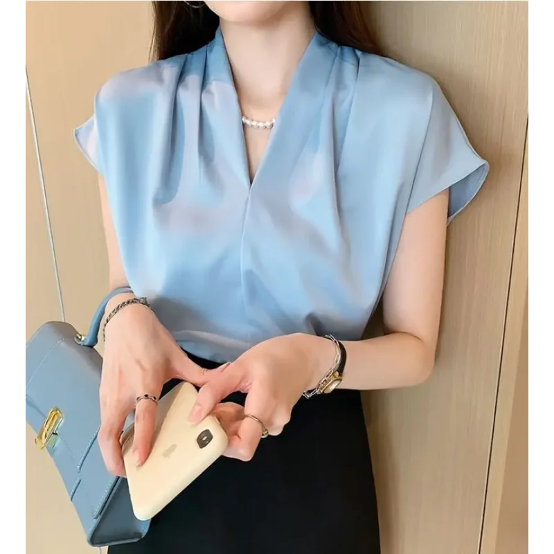 Blusa Social em Chiffon com Manga Curta Fiorenze