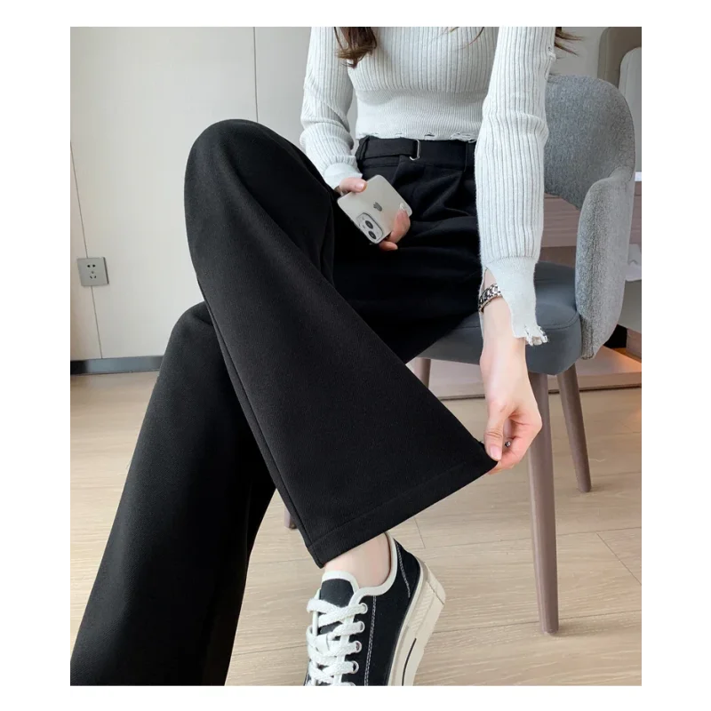 Calça Pantalona de Cintura Alta em Lã para Uso Casual Fiorenze