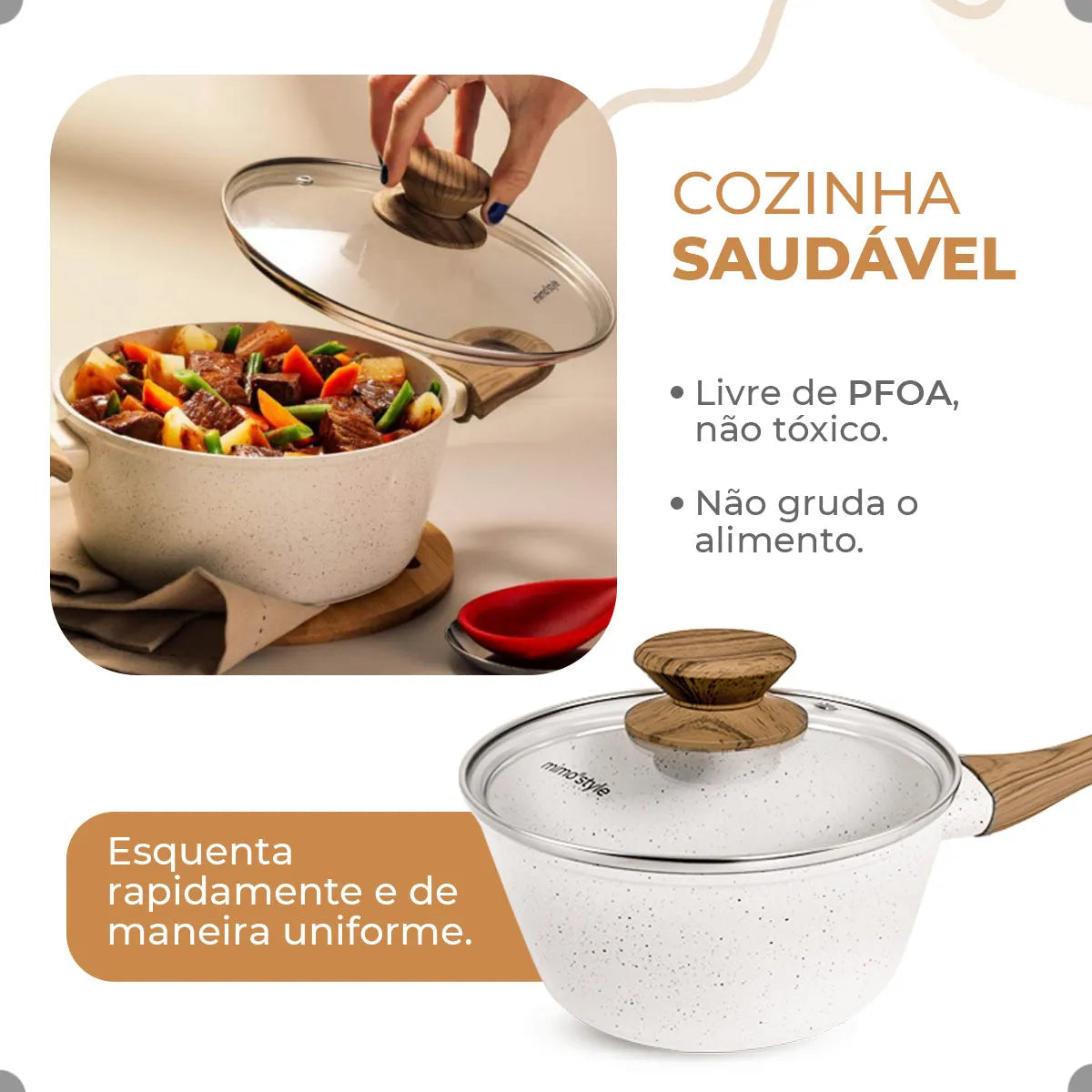 Jogo De Panelas Antiaderente Cerâmica Mimo 10 Peças