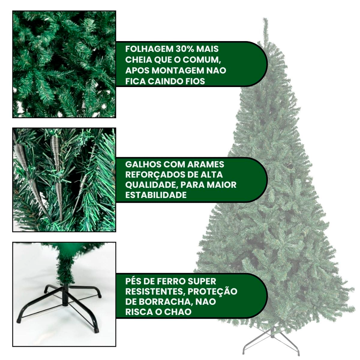 Árvore de Natal Pinheiro Canadense Luxo 1,80m – 800 Galhos Cheia, Premium Verde Tradicional Imperial