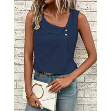 Blusa Casual Regata com Gola Assimétrica Fiorenze