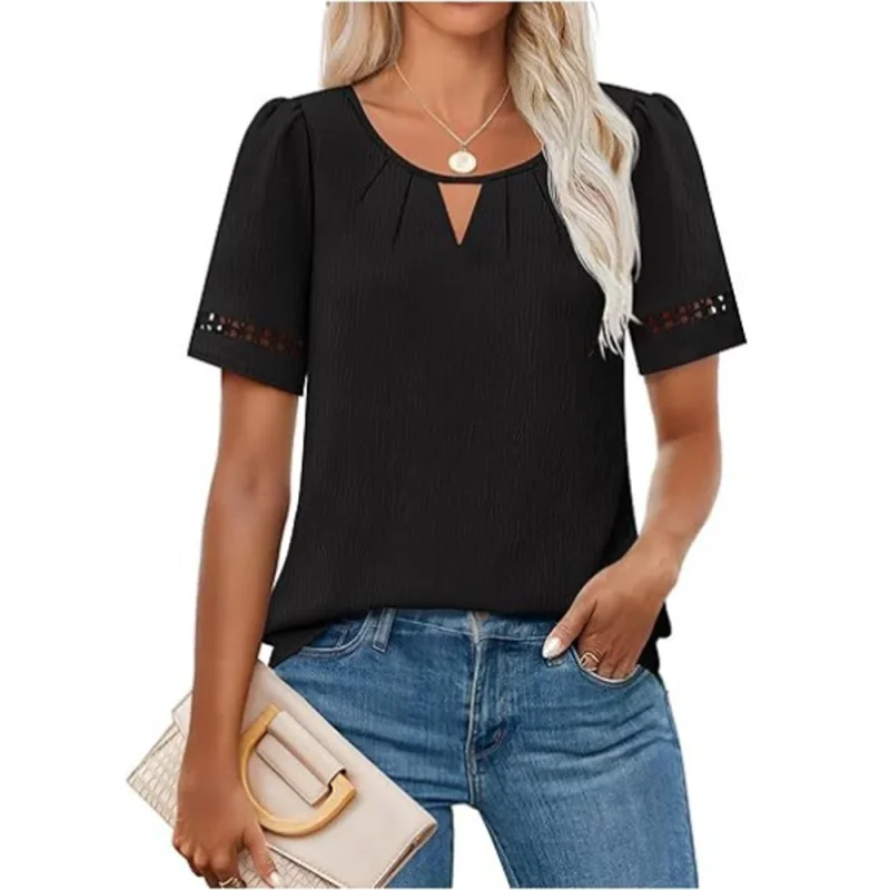 Blusa Casual com Decote Redondo e Amarração Fiorenze