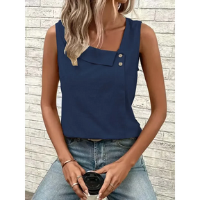 Blusa Casual Regata com Gola Assimétrica Fiorenze