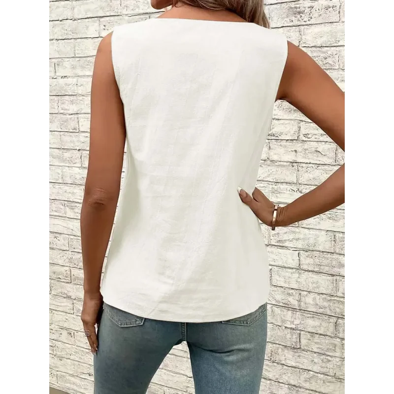Blusa Casual Regata com Gola Assimétrica Fiorenze