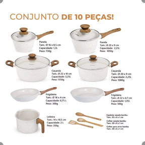 Jogo De Panelas Antiaderente Cerâmica Mimo 10 Peças