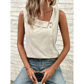 Blusa Casual Regata com Gola Assimétrica Fiorenze