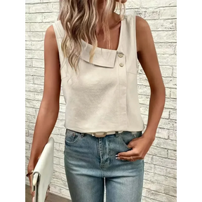 Blusa Casual Regata com Gola Assimétrica Fiorenze