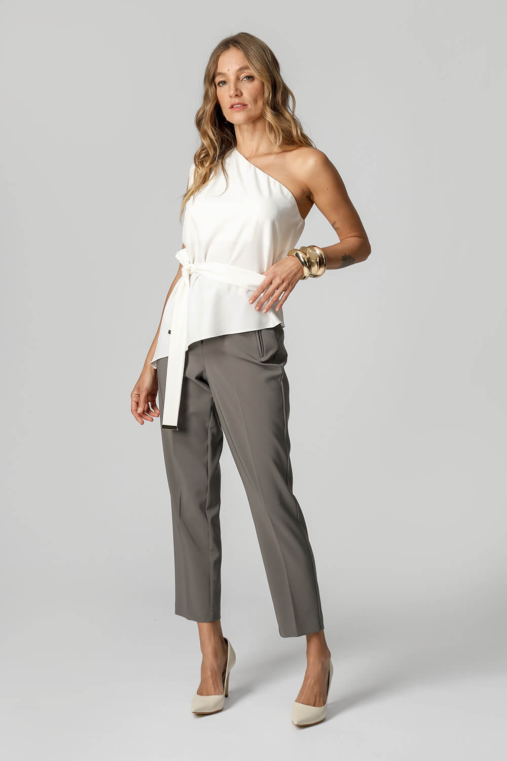 Blusa Ombro Único Com Faixa Fiorenze