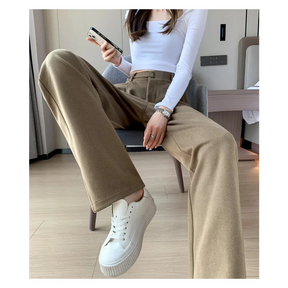 Calça Pantalona de Cintura Alta em Lã para Uso Casual Fiorenze