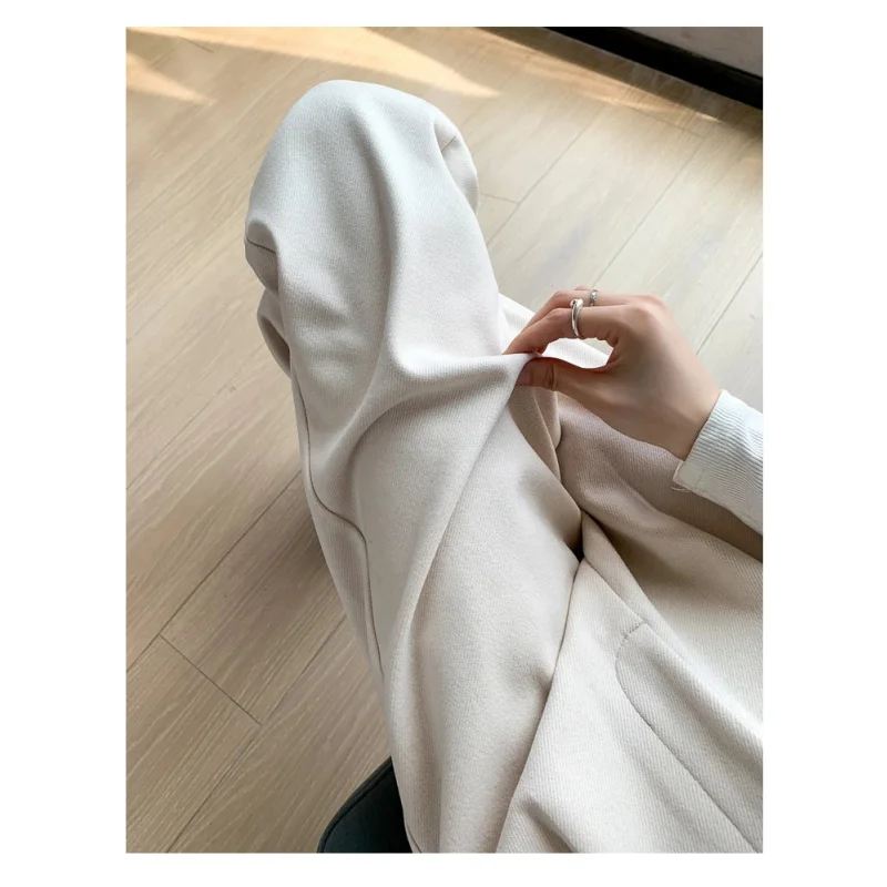 Calça Pantalona de Cintura Alta em Lã para Uso Casual Fiorenze