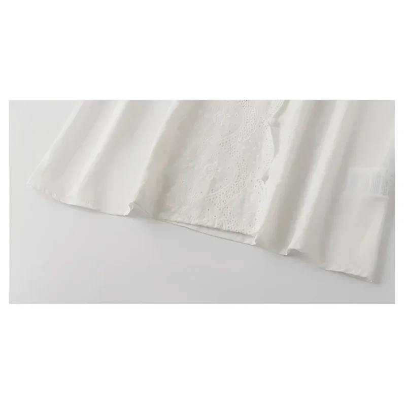 Blusa Casual em Algodão com Bordado e Manga Bufante Fiorenze