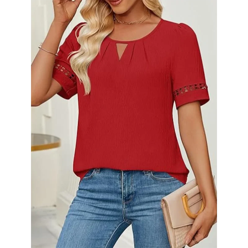 Blusa Casual com Decote Redondo e Amarração Fiorenze