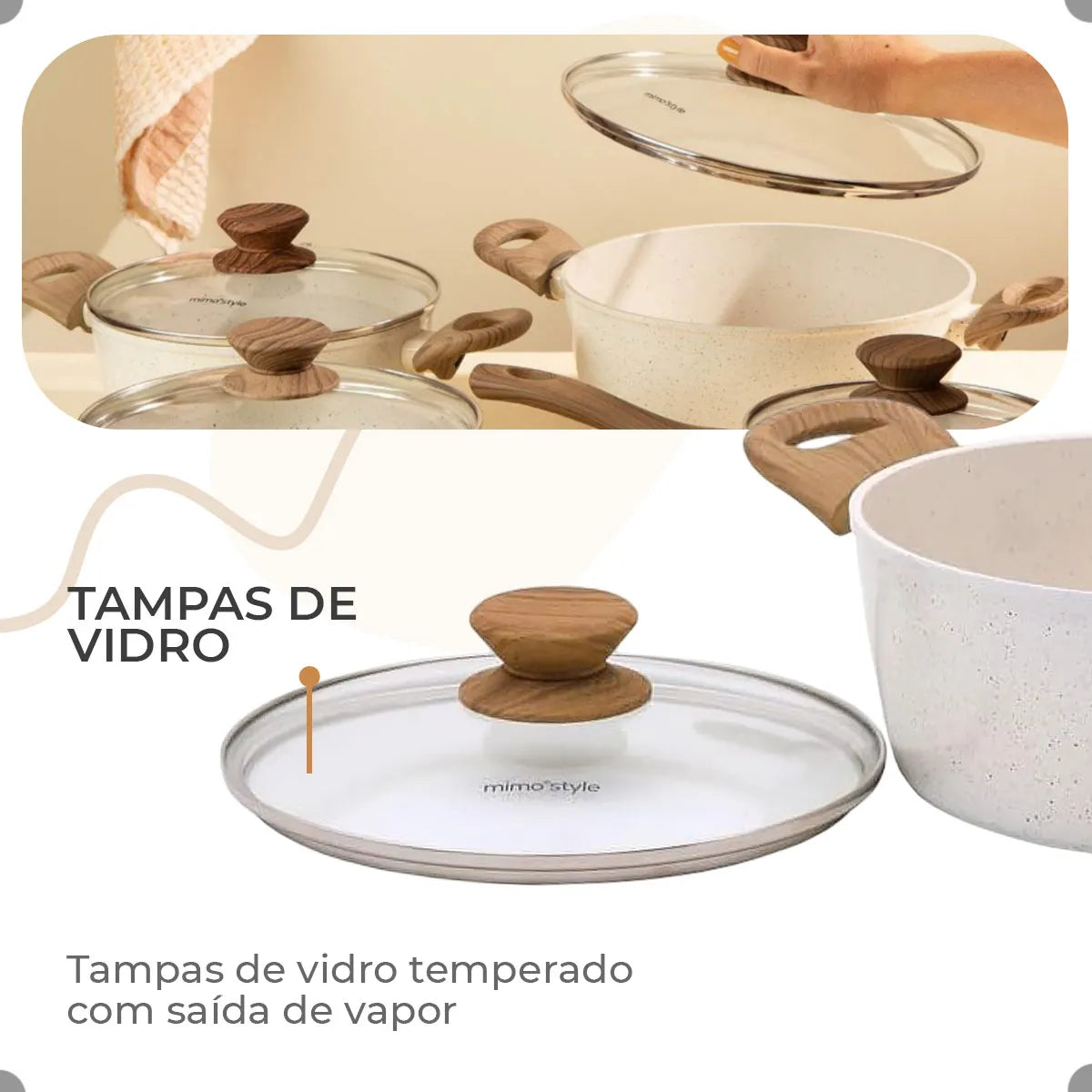 Jogo De Panelas Antiaderente Cerâmica Mimo 10 Peças