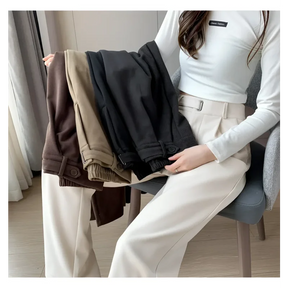 Calça Pantalona de Cintura Alta em Lã para Uso Casual Fiorenze