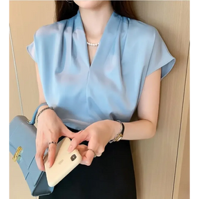 Blusa Social em Chiffon com Manga Curta Fiorenze