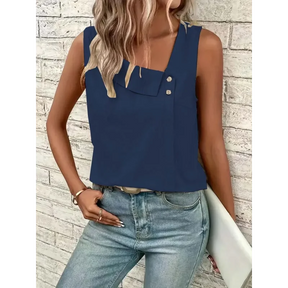 Blusa Casual Regata com Gola Assimétrica Fiorenze