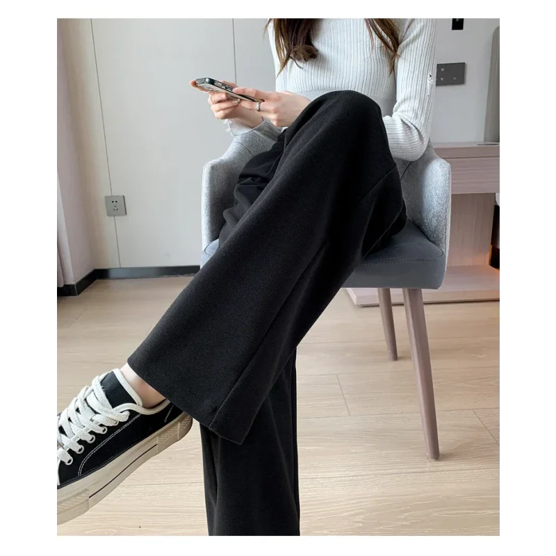 Calça Pantalona de Cintura Alta em Lã para Uso Casual Fiorenze