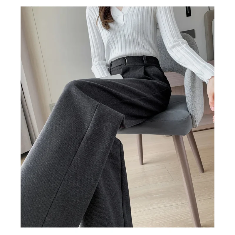 Calça Pantalona de Cintura Alta em Lã para Uso Casual Fiorenze