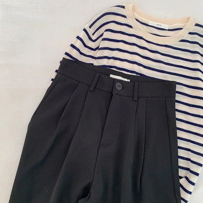 Calça de Alfaiataria Reta de Cintura Alta para Escritório Fiorenze