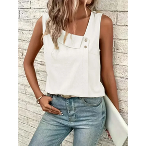 Blusa Casual Regata com Gola Assimétrica Fiorenze