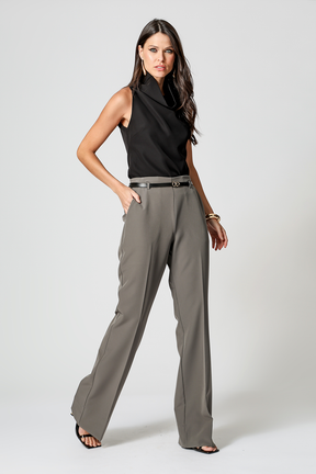 Blusa De Alfaiataria Com Gola Ampla Rose