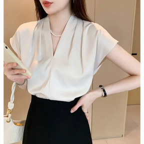 Blusa Social em Chiffon com Manga Curta Fiorenze