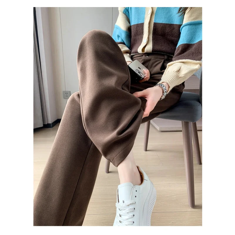 Calça Pantalona de Cintura Alta em Lã para Uso Casual Fiorenze