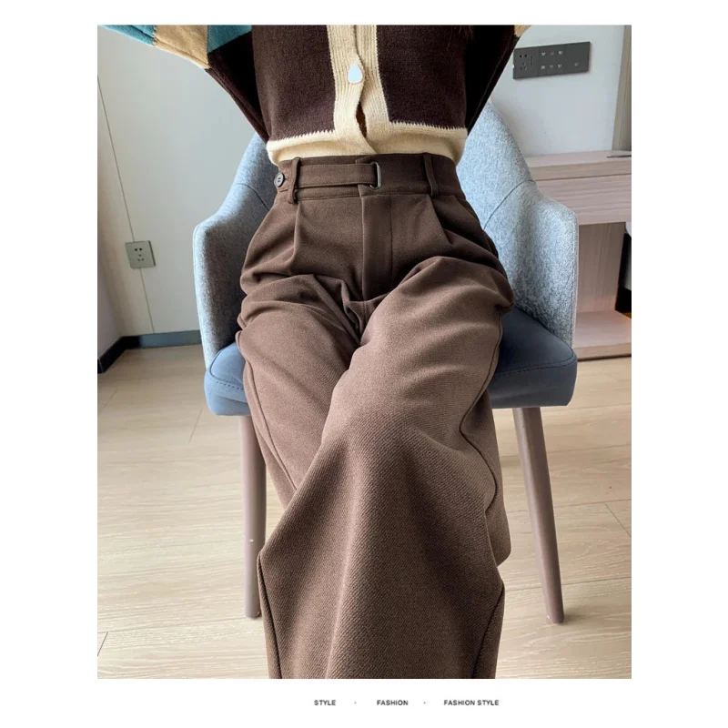 Calça Pantalona de Cintura Alta em Lã para Uso Casual Fiorenze