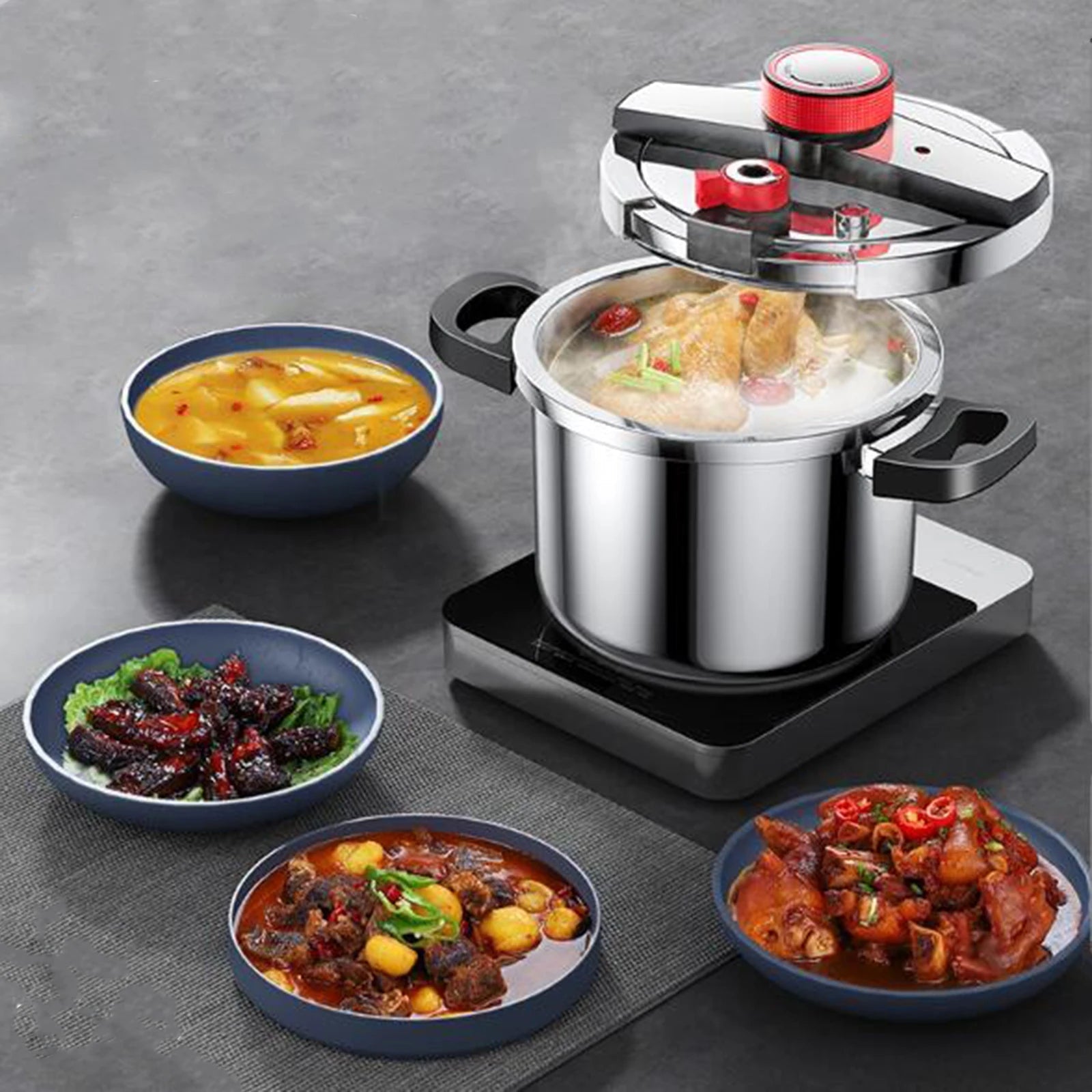 Panela de Pressão Inox 6L Anti Explosão com Alças Reforçadas Premium