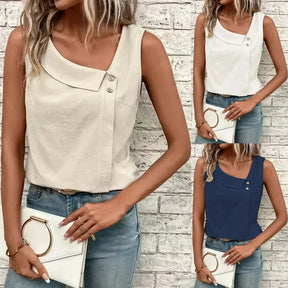 Blusa Casual Regata com Gola Assimétrica Fiorenze