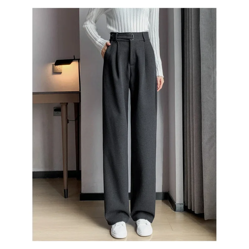 Calça Pantalona de Cintura Alta em Lã para Uso Casual Fiorenze