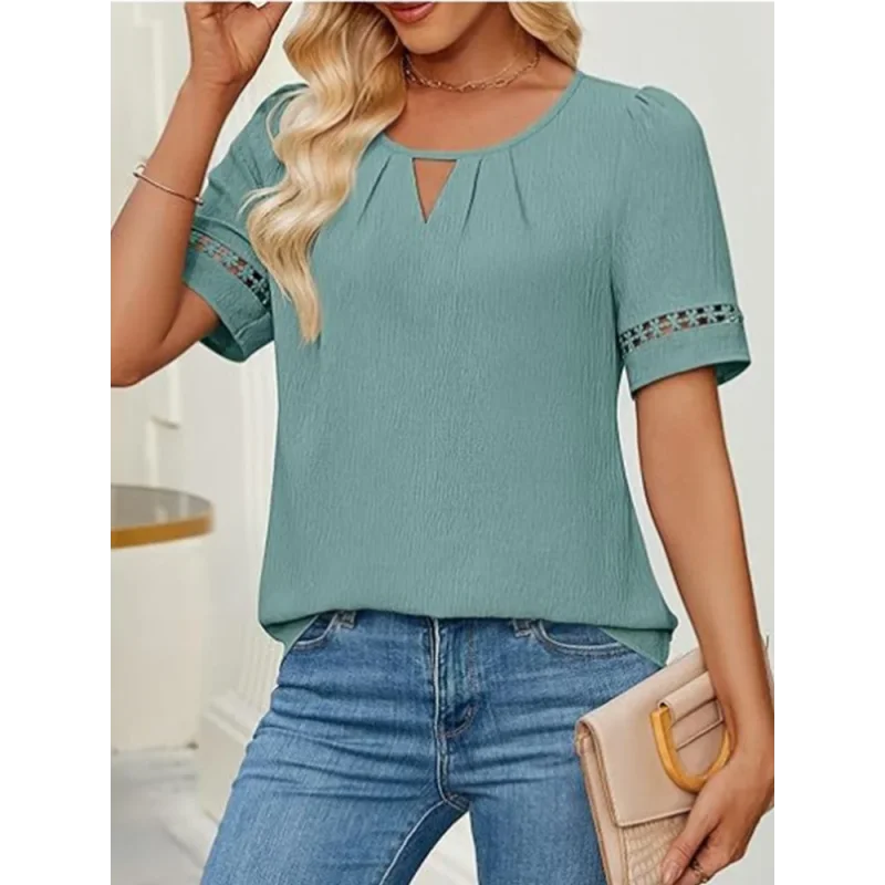 Blusa Casual com Decote Redondo e Amarração Fiorenze