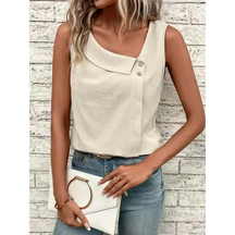 Blusa Casual Regata com Gola Assimétrica Fiorenze