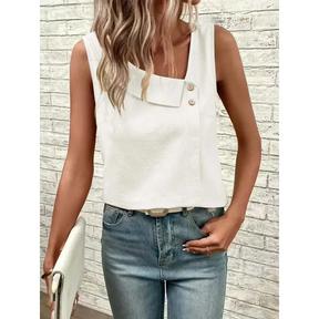 Blusa Casual Regata com Gola Assimétrica Fiorenze