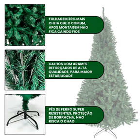 Árvore de Natal Pinheiro Canadense Luxo 1,80m – 800 Galhos Cheia, Premium Verde Tradicional Imperial